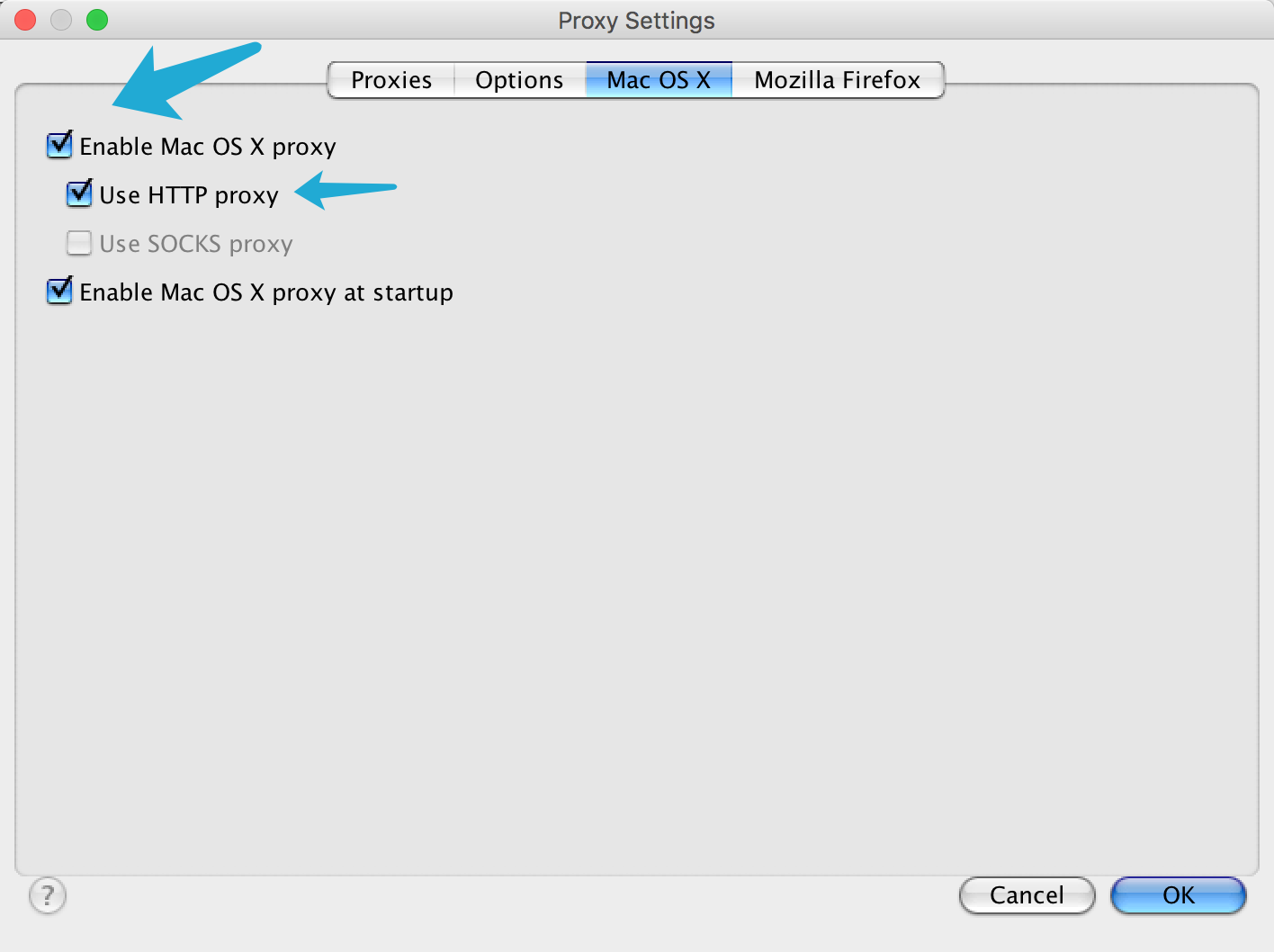 选择Mac OS X选项卡